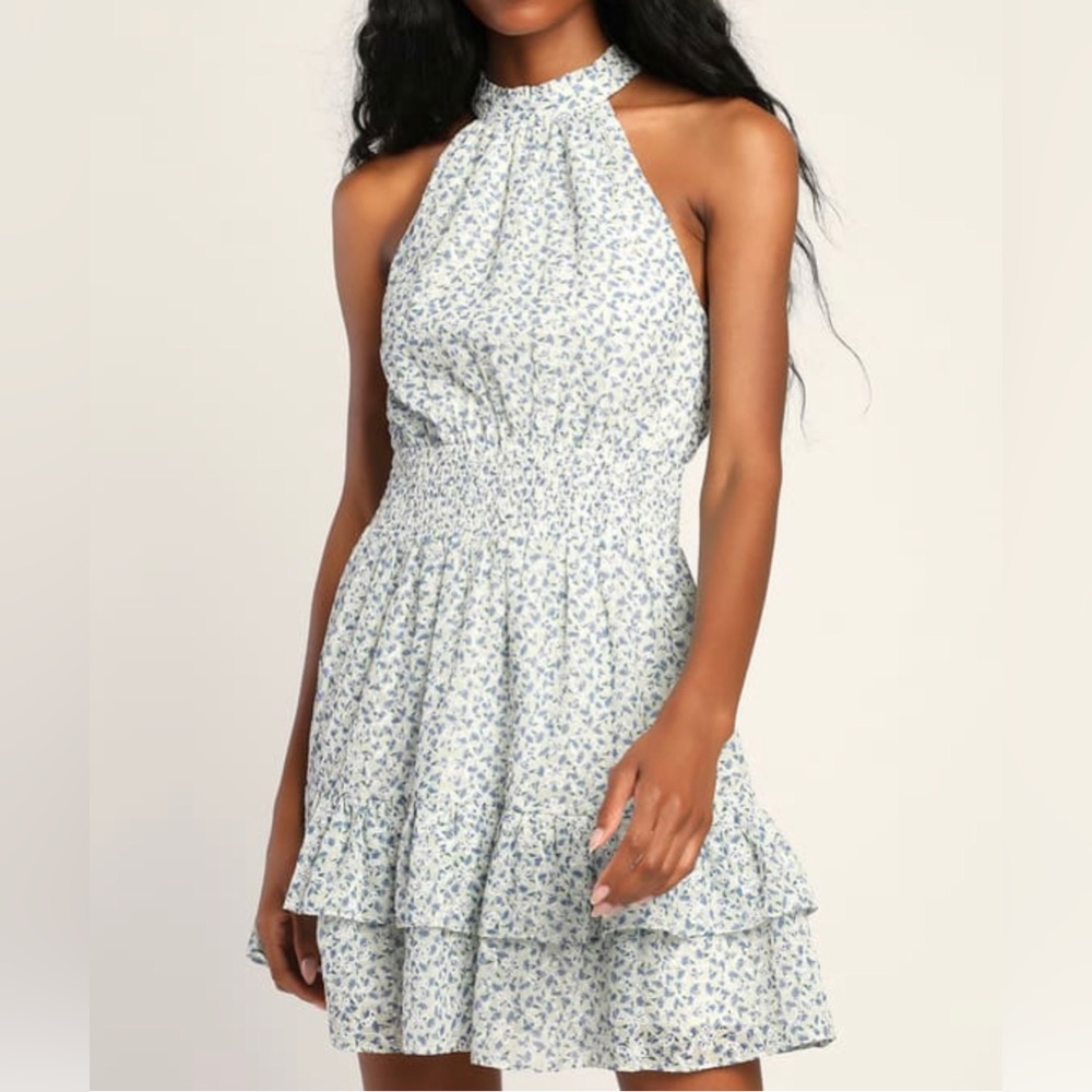 NWT! Lulus Floral Short Halter Dress Medium